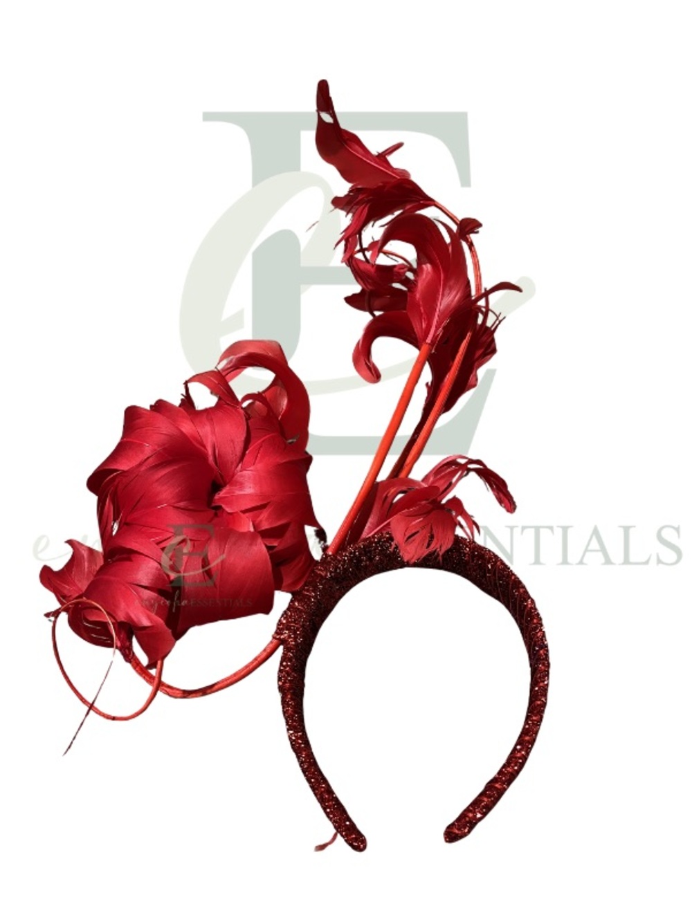 Red Peony Feathered Fascinator